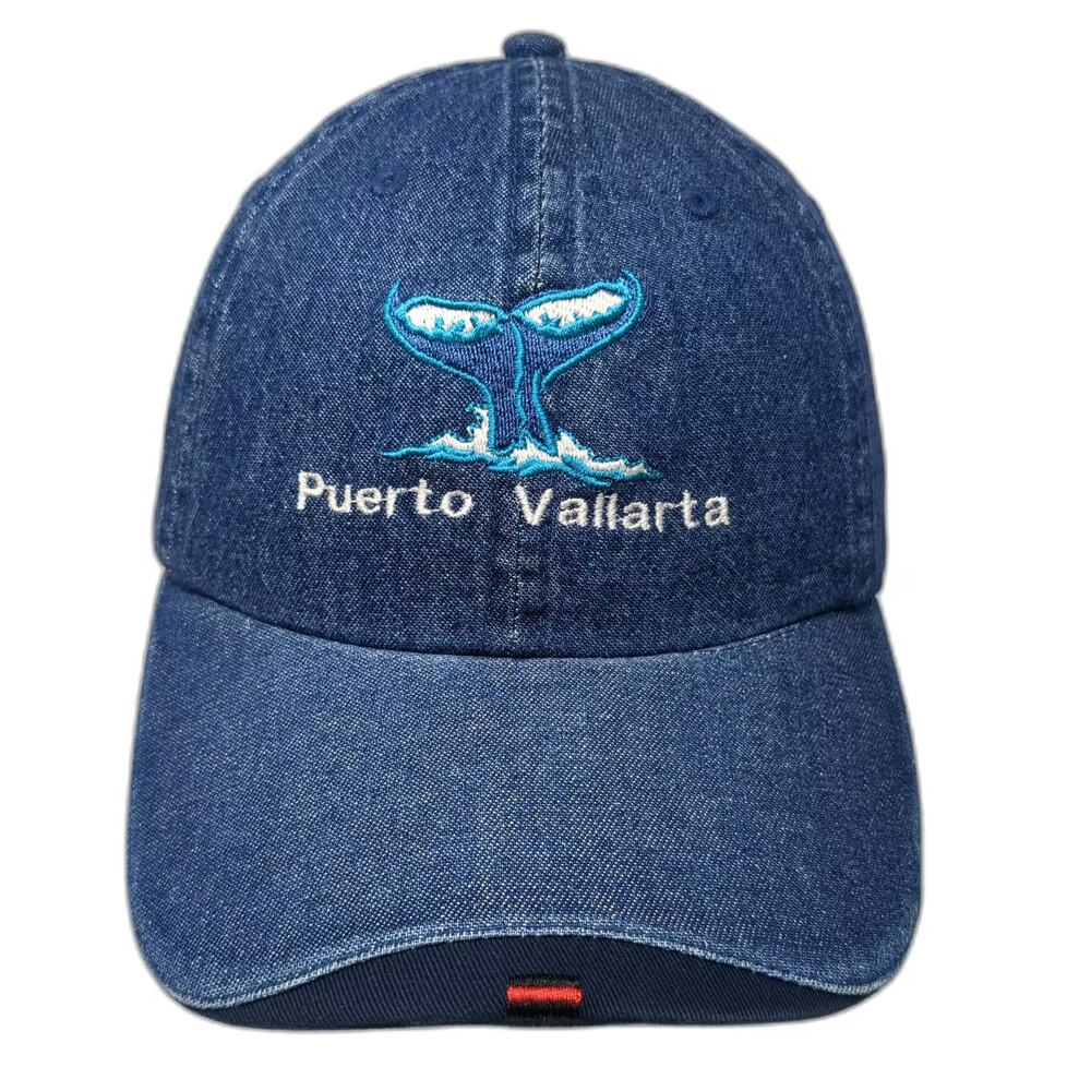 Invasion Baseball Cap Blue OS Puerto Vallarta Whale Tail Embroidery Denim Hat